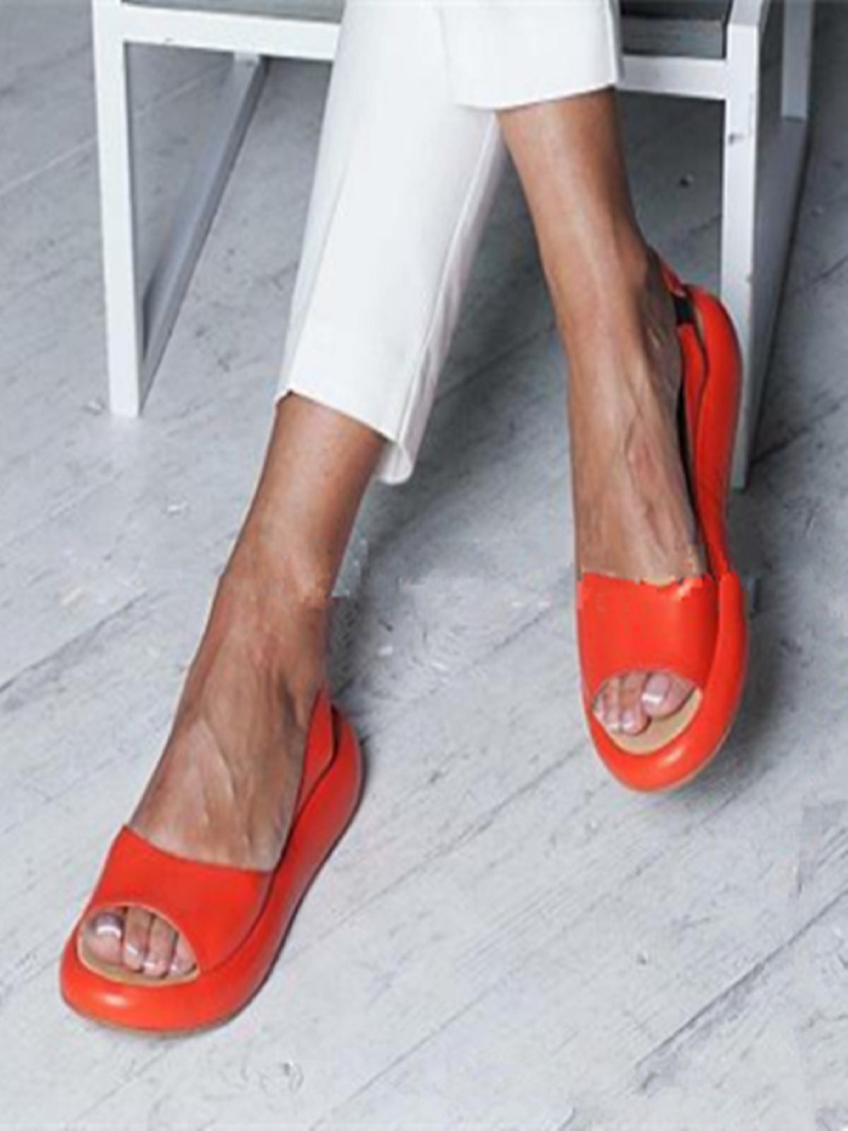 thumbnail image 2 of Sandalias Abiertas para Mujeres Planas Confort Ortopédica (10) Naranja, 2 of 2