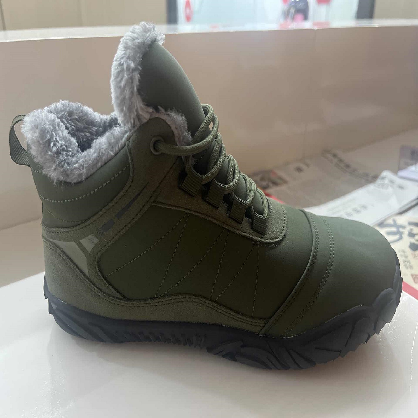 thumbnail image 2 of Botas Cortas Encaje Nieve Invierno Sin Deslizamiento para Al Aire Libre (oscuro 45) Verde, 2 of 2