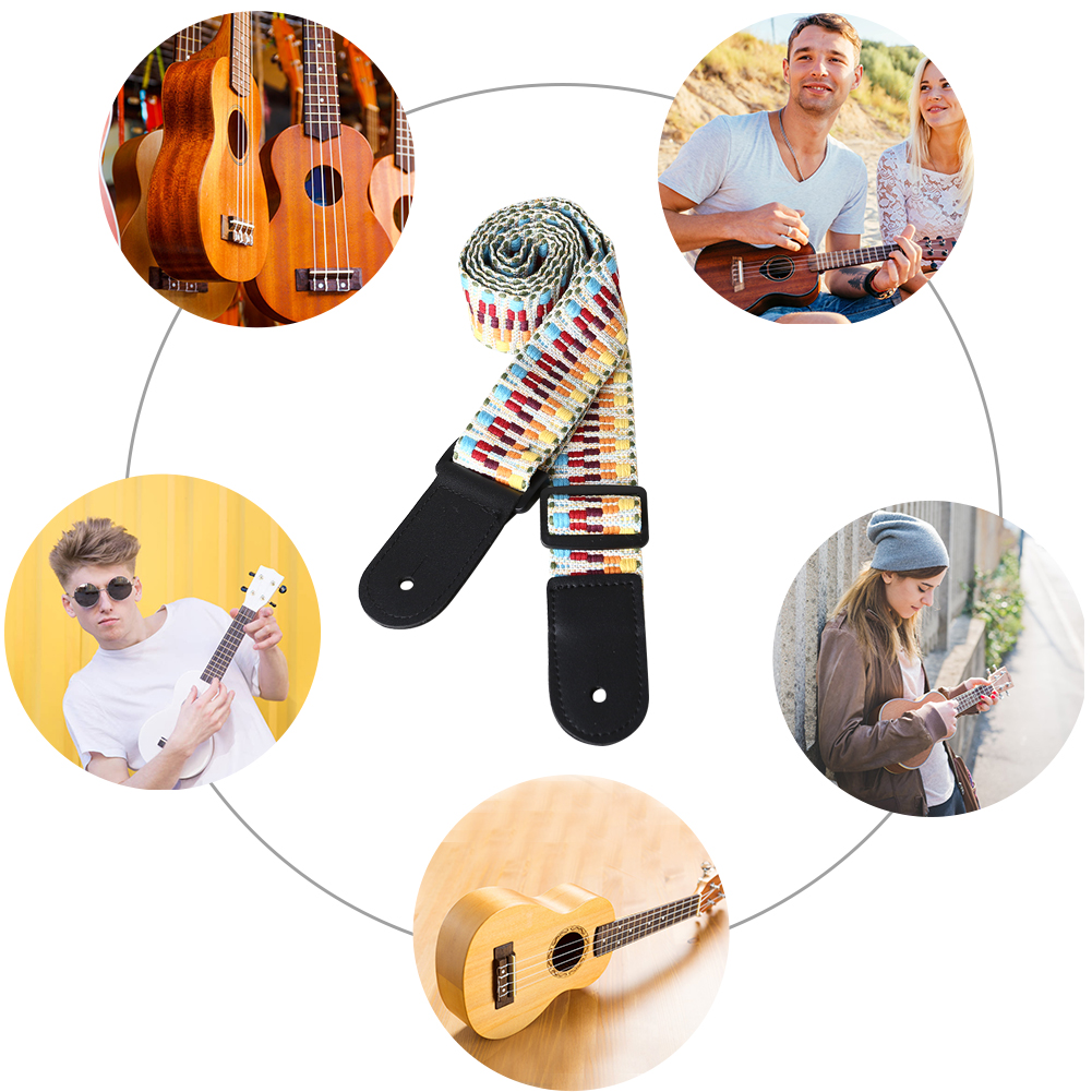 thumbnail image 4 of Correa Guitarra Ajustable Correas Arcoíris Con Extremos Cuero PU, 4 of 10