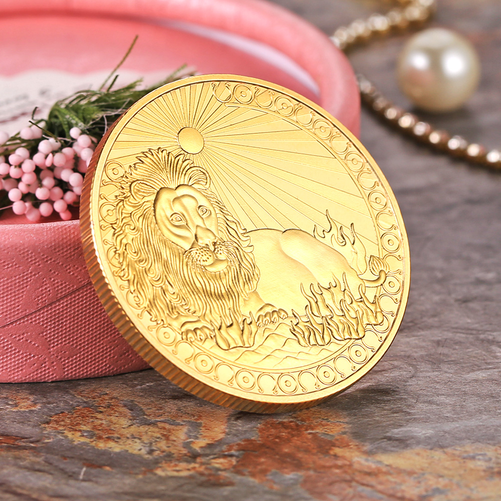 thumbnail image 4 of Doce Signos Del Zodíaco Monedas Conmemorativas Chapadas en Oro Deseo Exterior Insignias Populares Amazon Ebay (Leo) Leo, 4 of 10