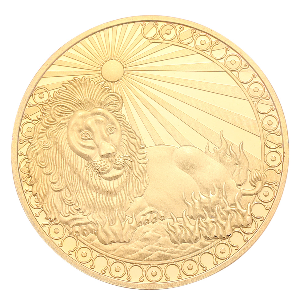 thumbnail image 3 of Doce Signos Del Zodíaco Monedas Conmemorativas Chapadas en Oro Deseo Exterior Insignias Populares Amazon Ebay (Leo) Leo, 3 of 10