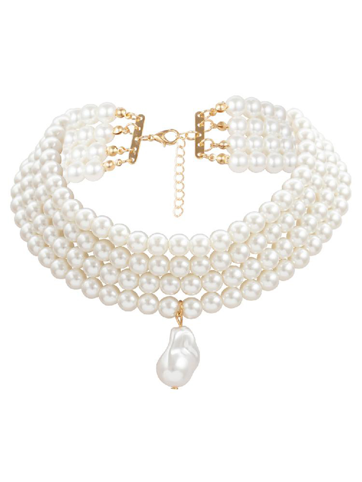 thumbnail image 2 of Collar de Perlas Múltiples Capas Ygjytge Bohemio Gargantilla Playa Estilo 1, 2 of 10