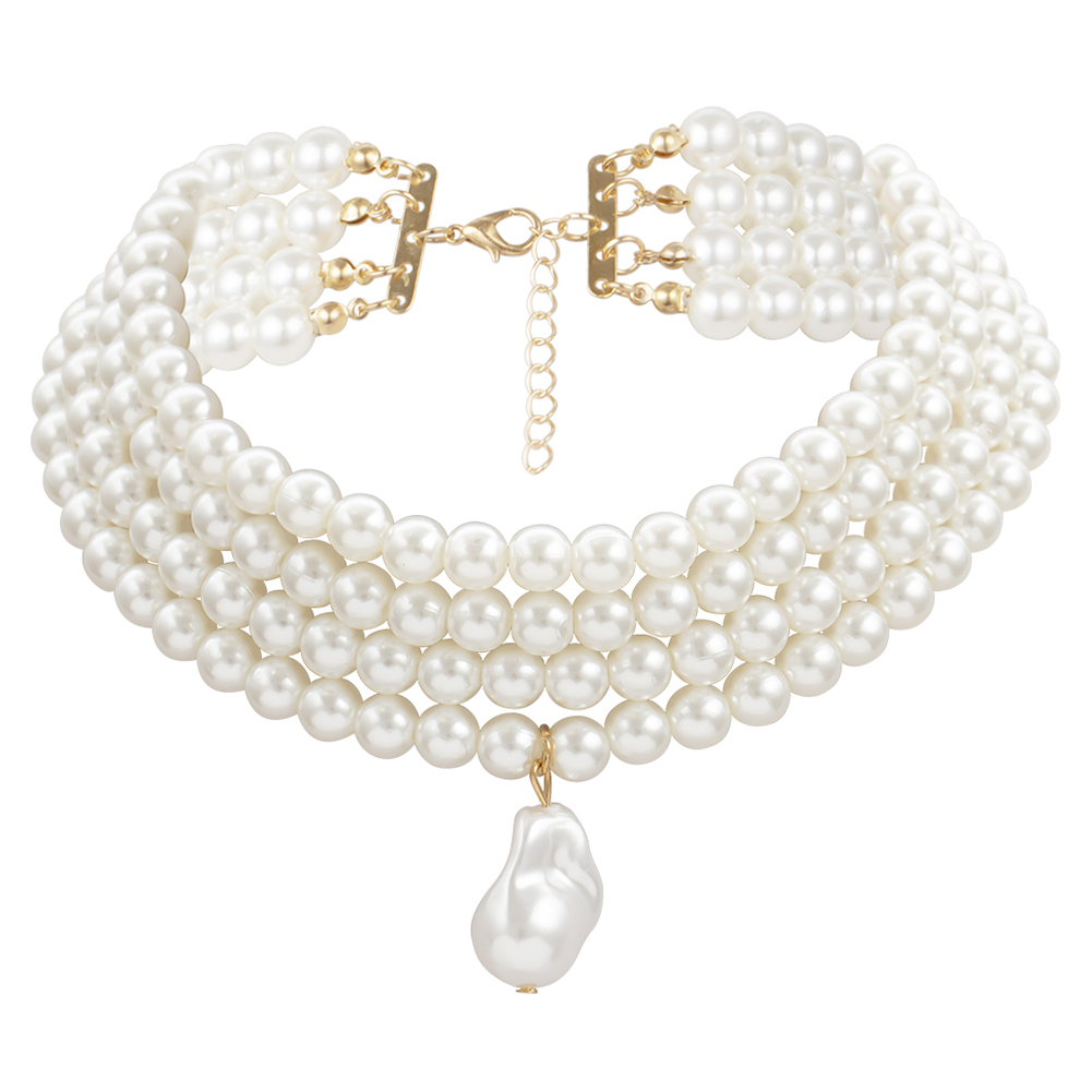 thumbnail image 3 of Collar de Perlas Múltiples Capas Ygjytge Bohemio Gargantilla Playa Estilo 1, 3 of 10