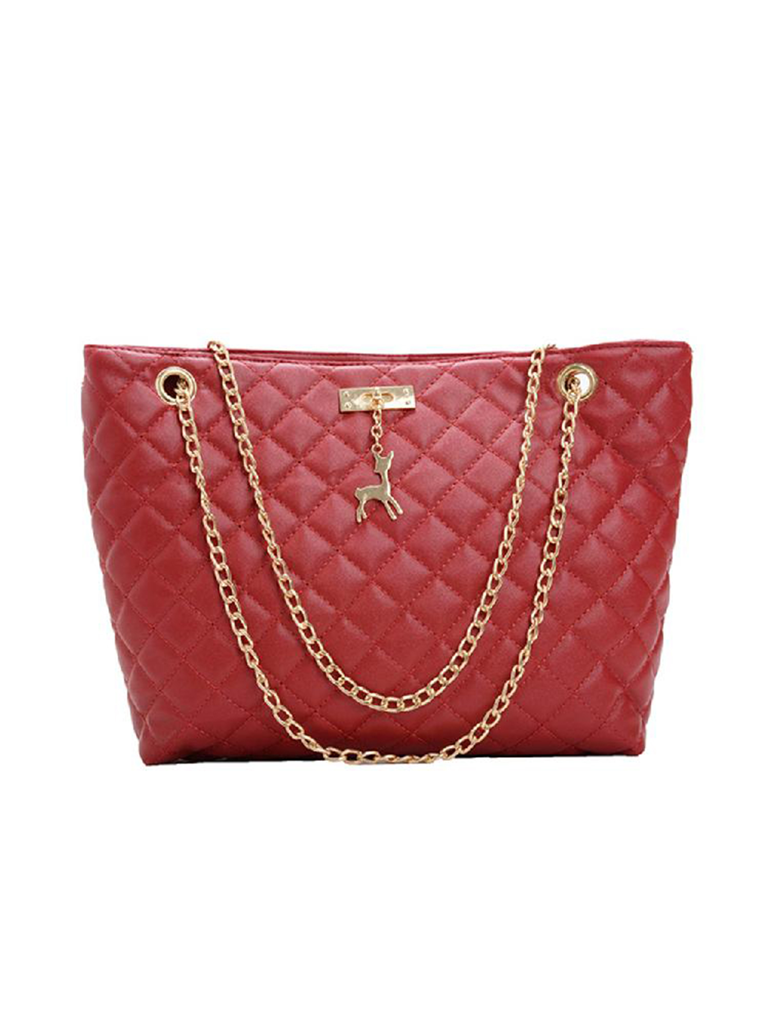 thumbnail image 2 of Bolso Mujer Btafrte Con Ciervo Cadena Rombos Bandolera Portátil Sencillo Versátil Rojo, 2 of 9