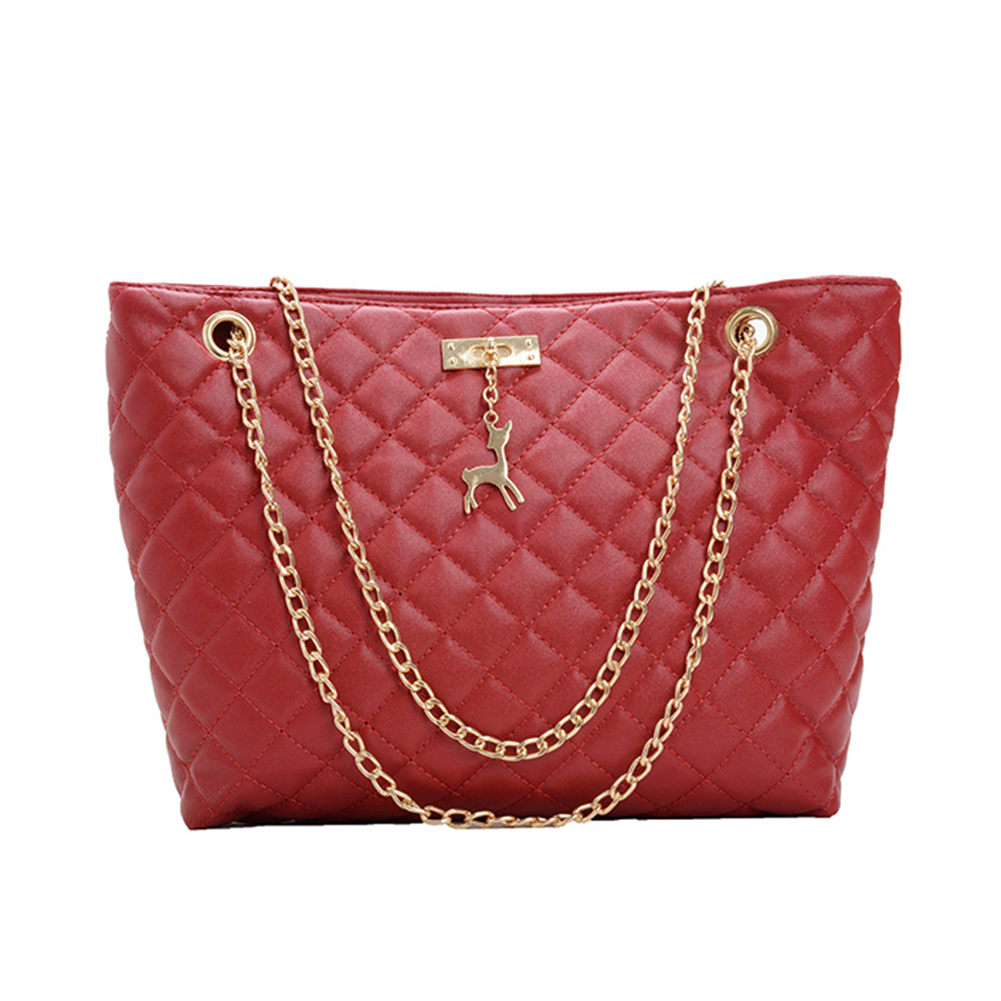 thumbnail image 3 of Bolso Mujer Btafrte Con Ciervo Cadena Rombos Bandolera Portátil Sencillo Versátil Rojo, 3 of 9