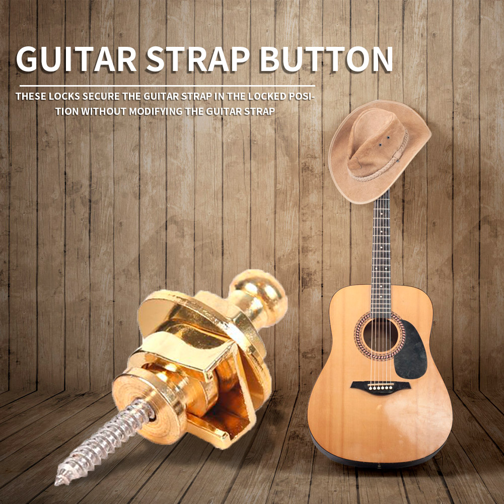 thumbnail image 4 of Botón Bloqueo Correa Guitarra Antideslizante Bloqueos Clavos Accesorio (Oro), 4 of 10