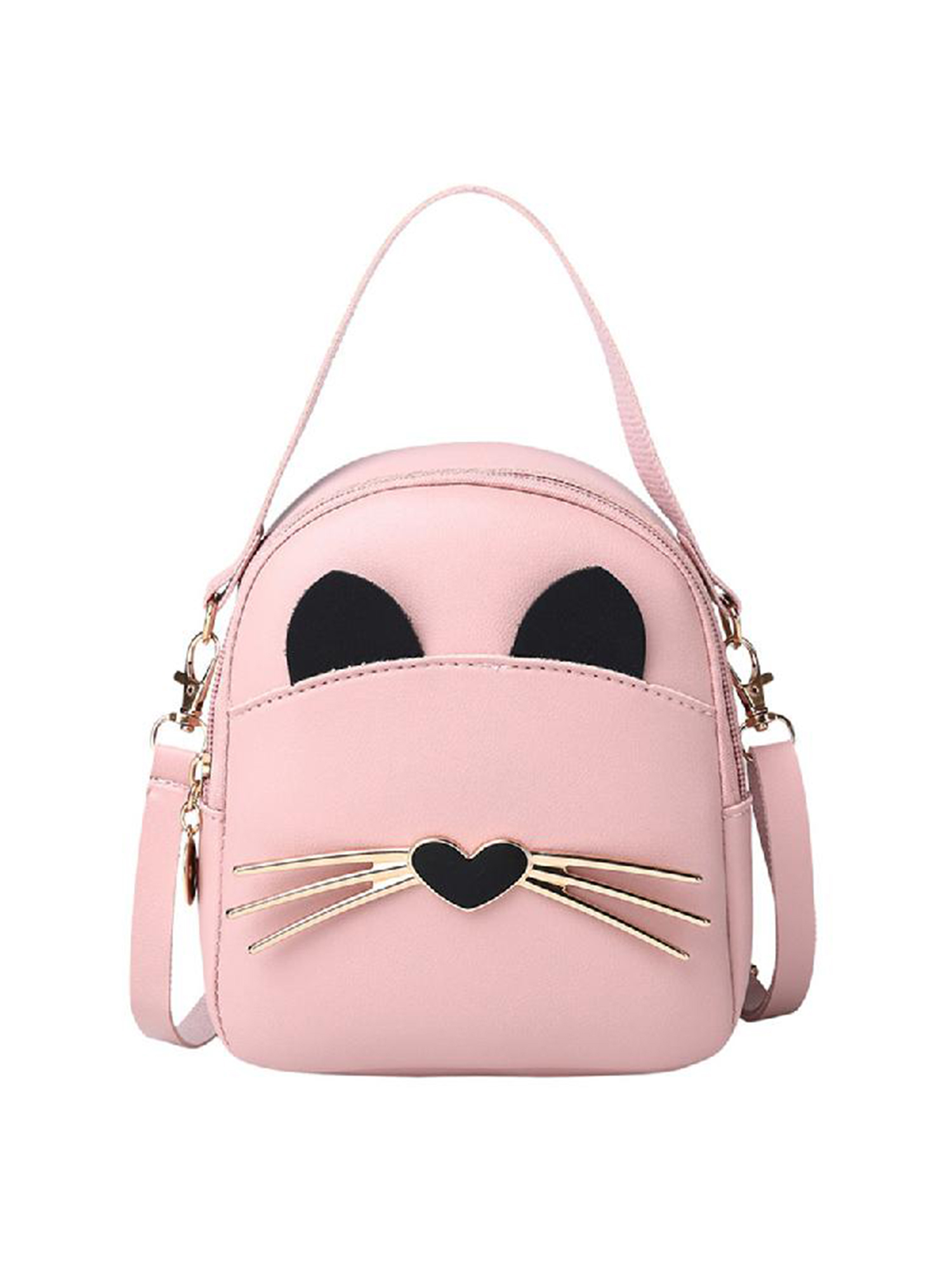 thumbnail image 2 of Bolso Mensajero Cruzado Cuero PU para Mujer Mochila Hombro Gato Lindo (rosa), 2 of 8