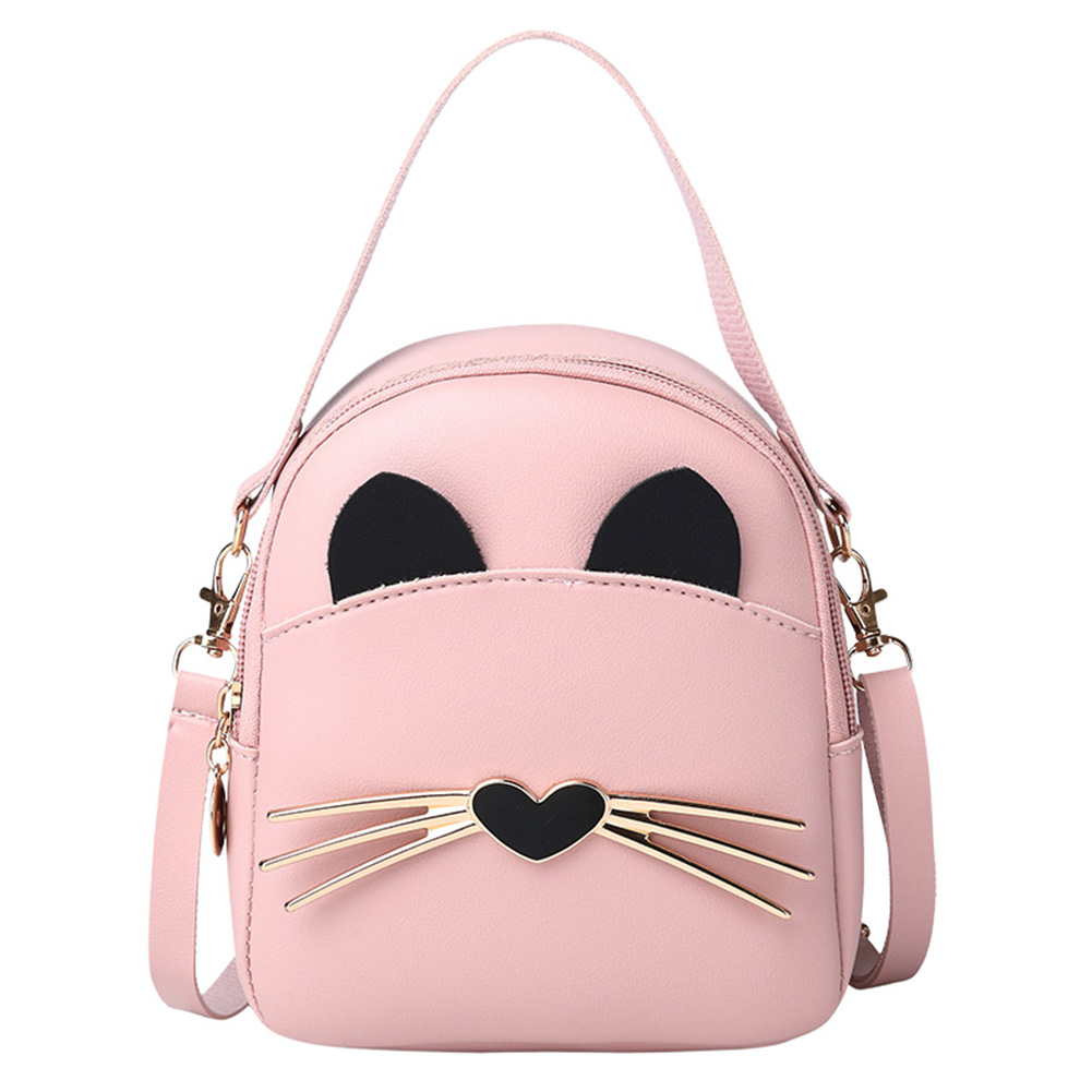 thumbnail image 3 of Bolso Mensajero Cruzado Cuero PU para Mujer Mochila Hombro Gato Lindo (rosa), 3 of 8