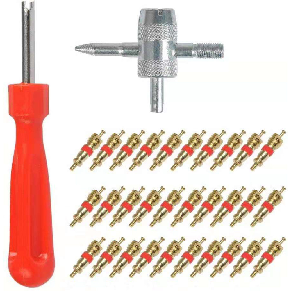 thumbnail image 2 of Kuymtek 30 stuks messing ventielkernen met autofietsbandventielkernverwijderaar + 4-Weg gereedschap, 2 of 10