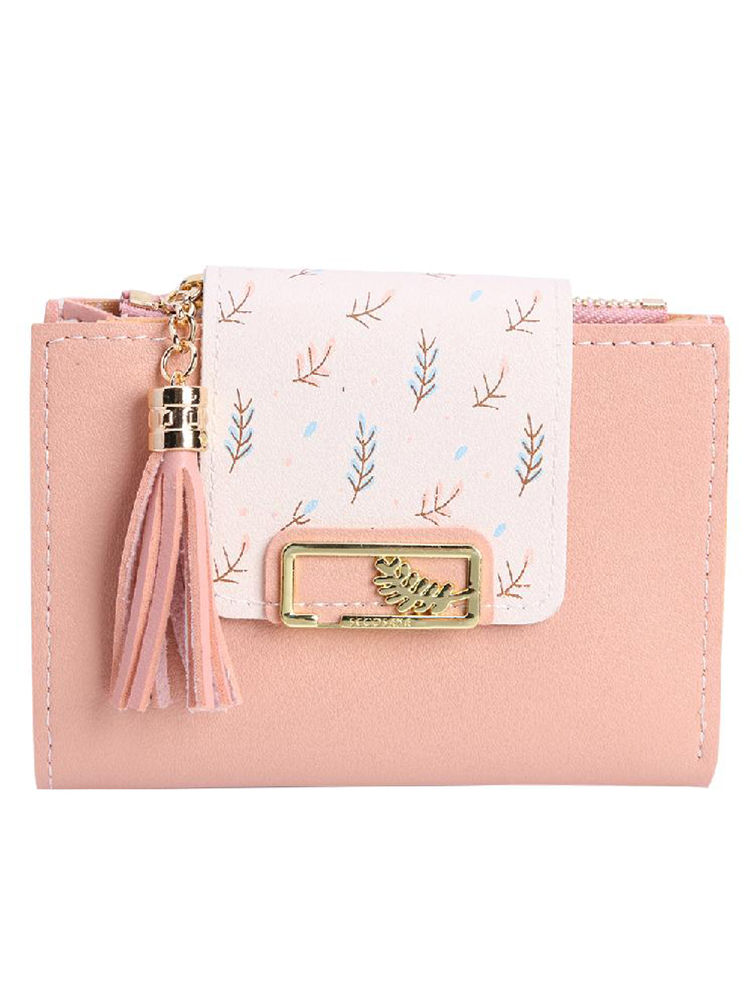 thumbnail image 2 of Cartera Corta Con Borlas para Mujer Bolso Mano Cuero para Tarjetas Monedero para Mujer (rosa Claro), 2 of 10