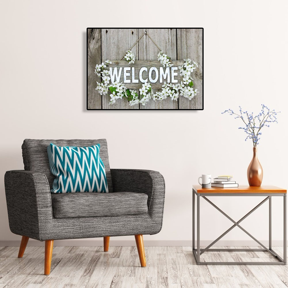 thumbnail image 5 of Resina Con Forma Bienvenida Con Diamantes 40x30cm E781, 5 of 10