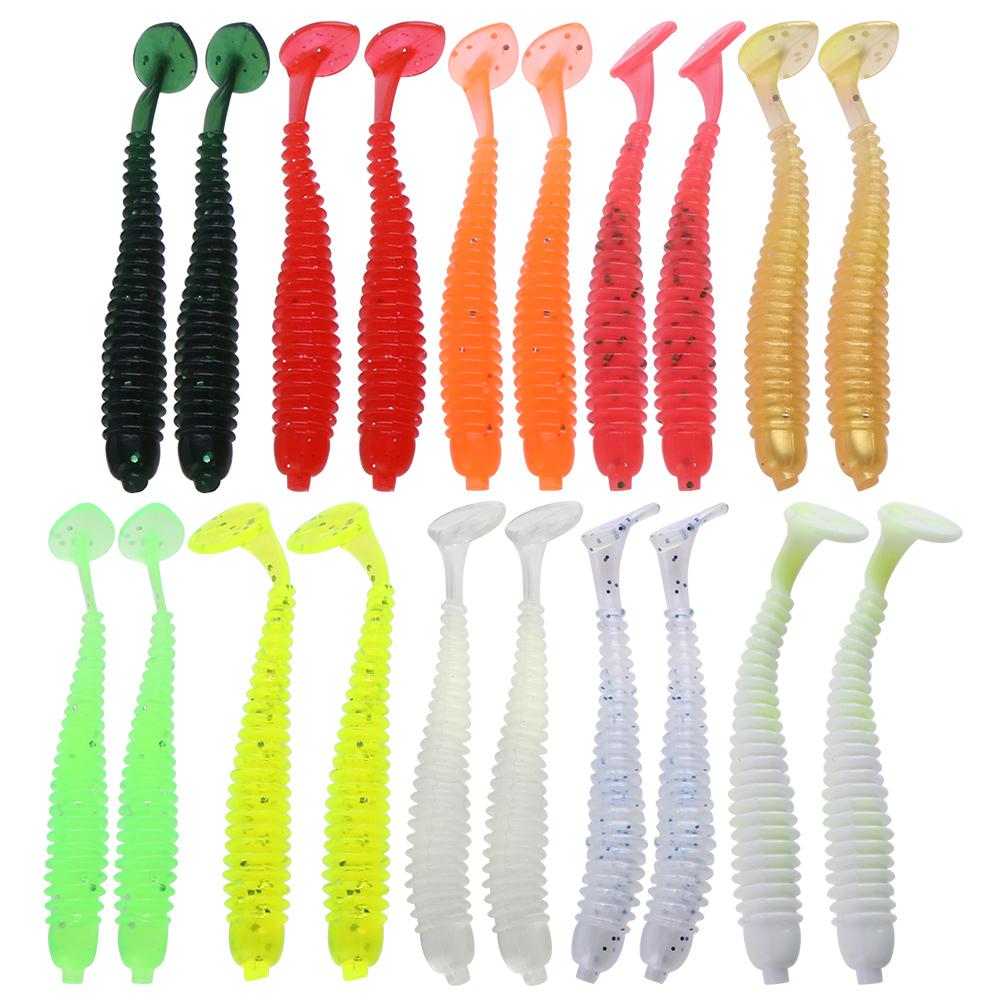 thumbnail image 1 of 20 piezas 2g/7 5 cm T-Tail suave PVC gusano pesca señuelos 10 colores cebos natación, 1 of 4