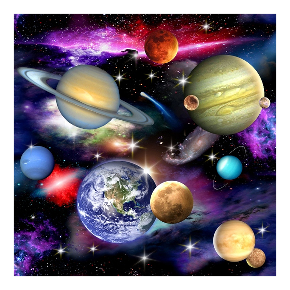 thumbnail image 2 of YM1 (Universo-B433) Serie paisaje planeta universo diamantes redondos resina 30*30CM, 2 of 10