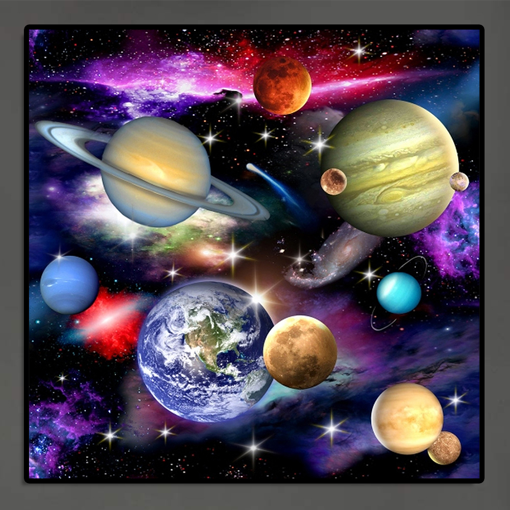 thumbnail image 4 of YM1 (Universo-B433) Serie paisaje planeta universo diamantes redondos resina 30*30CM, 4 of 10