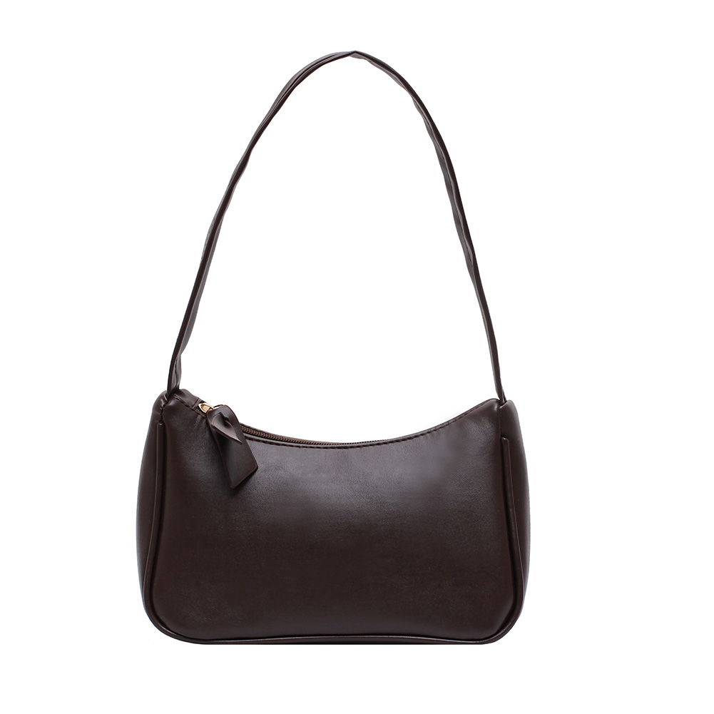 thumbnail image 3 of Bolso Mano para Axila Francés Color Sólido Cuero Pu Versátil Informal 9673 Marrón, 3 of 10