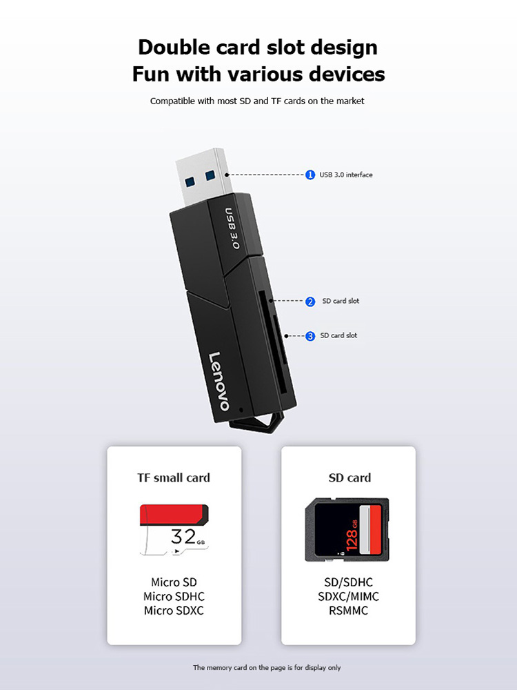 thumbnail image 5 of Lector de Tarjetas de Memoria Ygjytge D204 5Gbps USB 3.0 Adaptador Portátil SD TF 2 en 1, 5 of 10