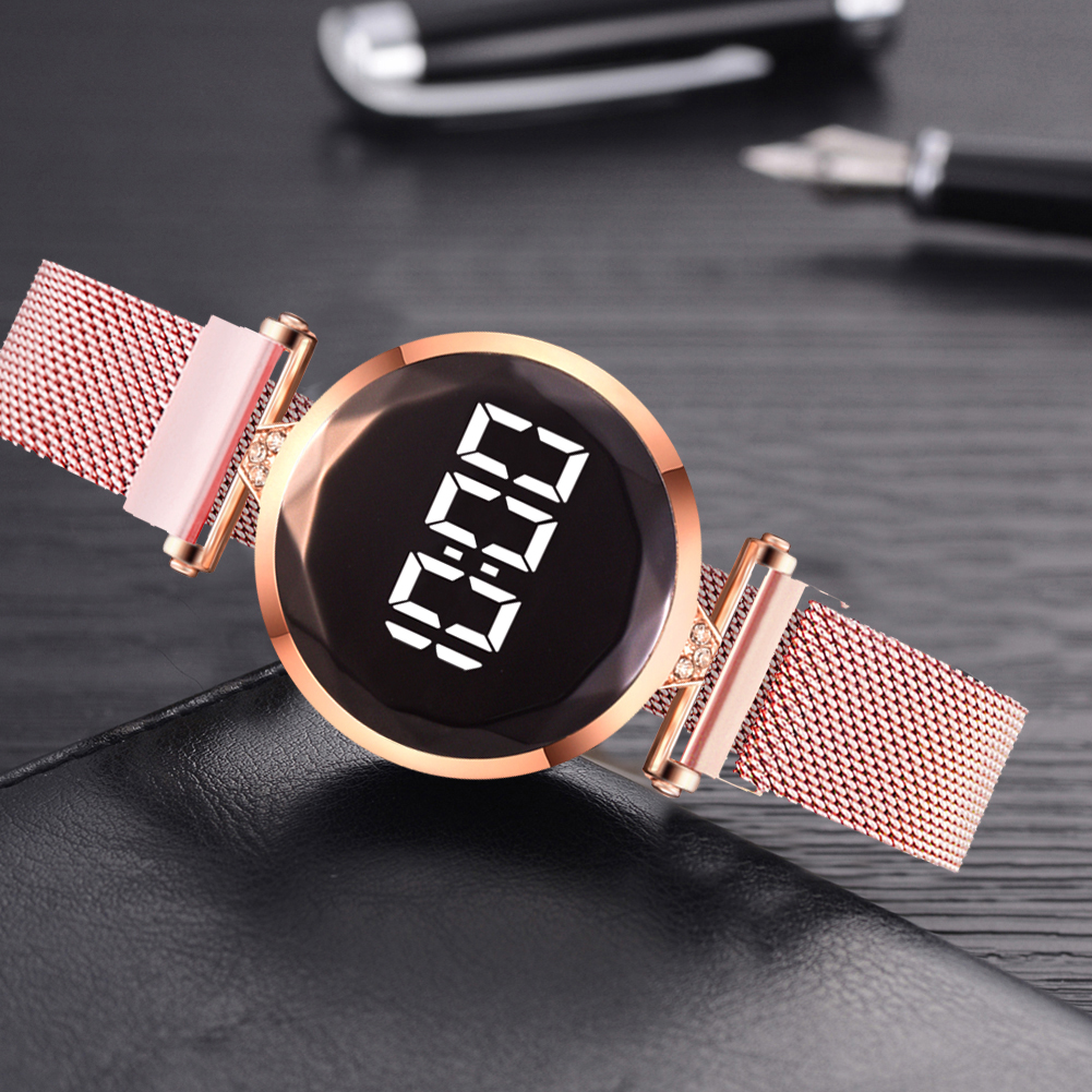 thumbnail image 4 of Reloj Cuarzo Con Correa Malla para Mujer Pulsera Aleación Hebilla Magnética Digital LED Regalos, 4 of 10