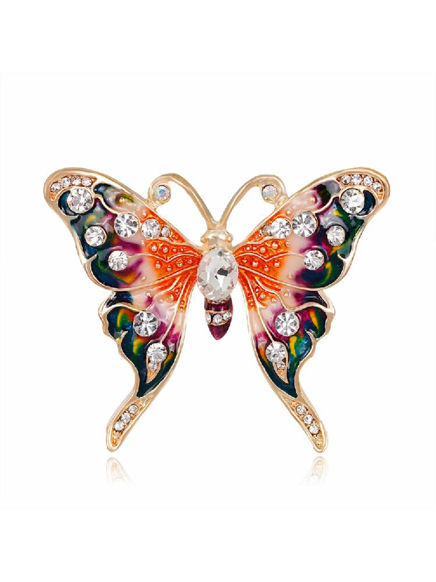 thumbnail image 2 of Broche Mariposa Esmaltado Con Diamantes Imitación para Hombres Y Mujeres Insignia Solapa (A), 2 of 9