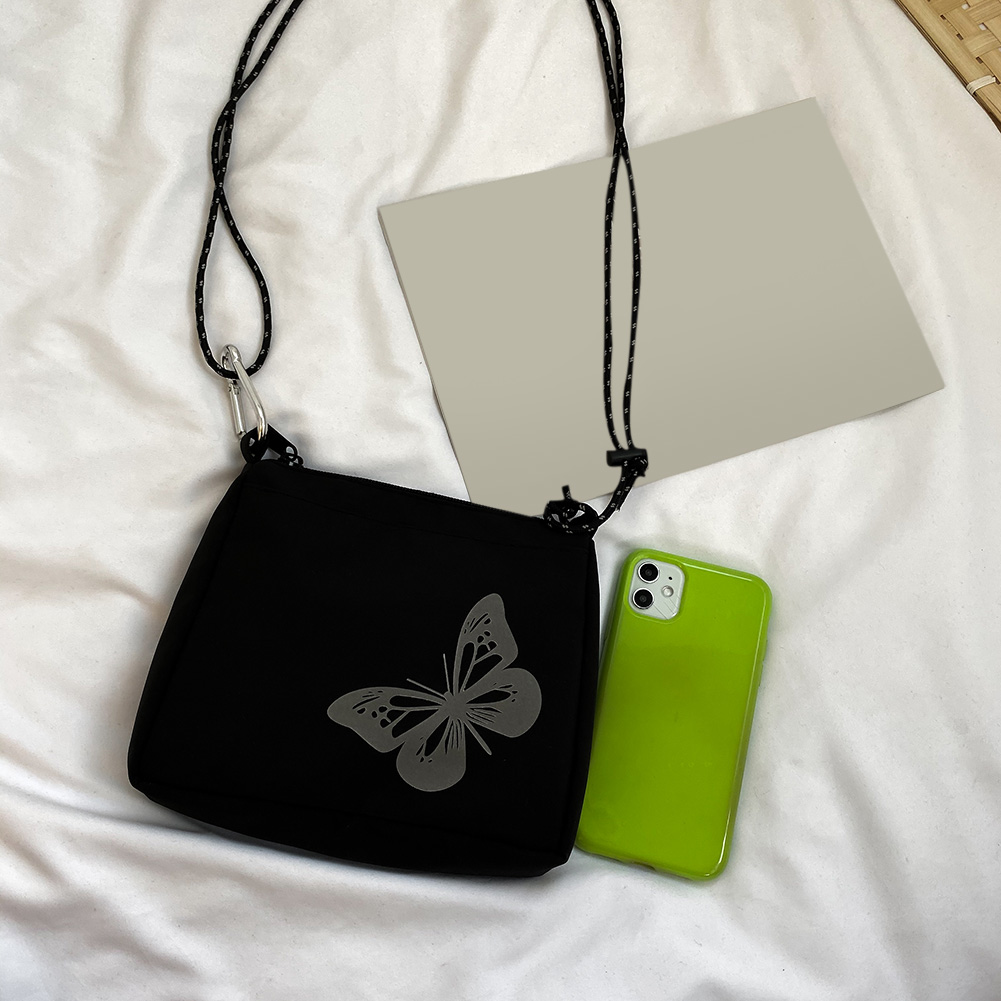 thumbnail image 4 of Bolso Hombro Pequeño Tela Oxford Reflectante Mariposa para Mujer La Calle (negro), 4 of 10