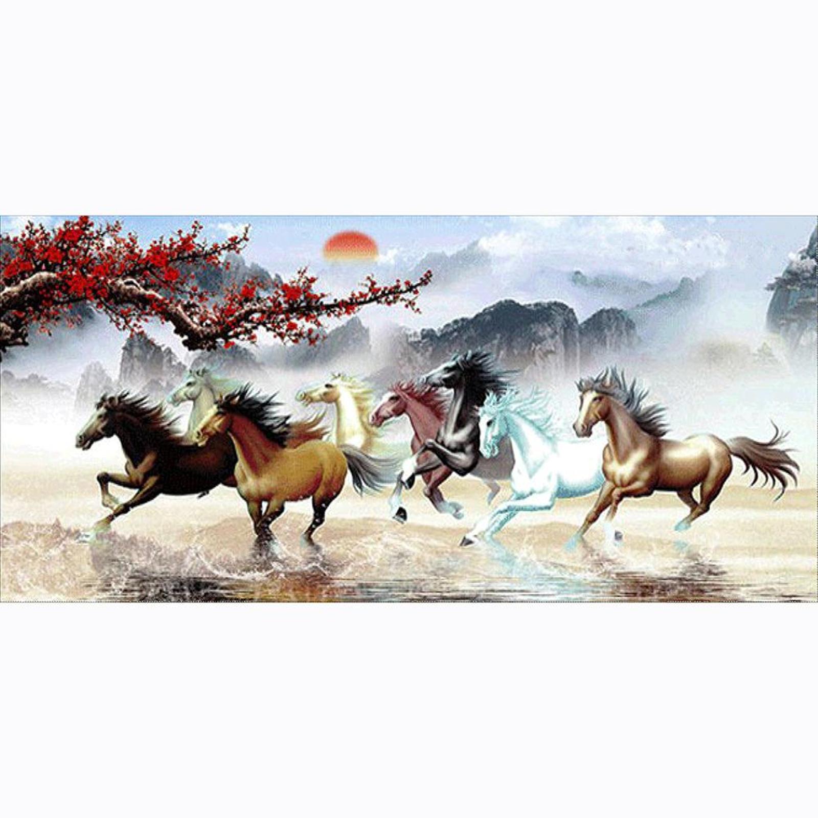 thumbnail image 2 of Lleno Diamantes Caballo Al Galope Serie Animal Diamante Resina 100*50CM WB114, 2 of 10