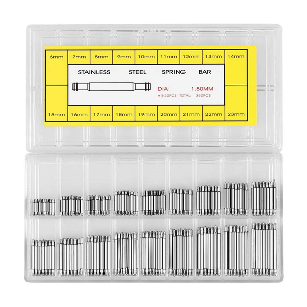 thumbnail image 2 of 360pcs 6-23mm Reloj Acero inoxidable Barras resorte Correa reloj Pasadores enlace, 2 of 10