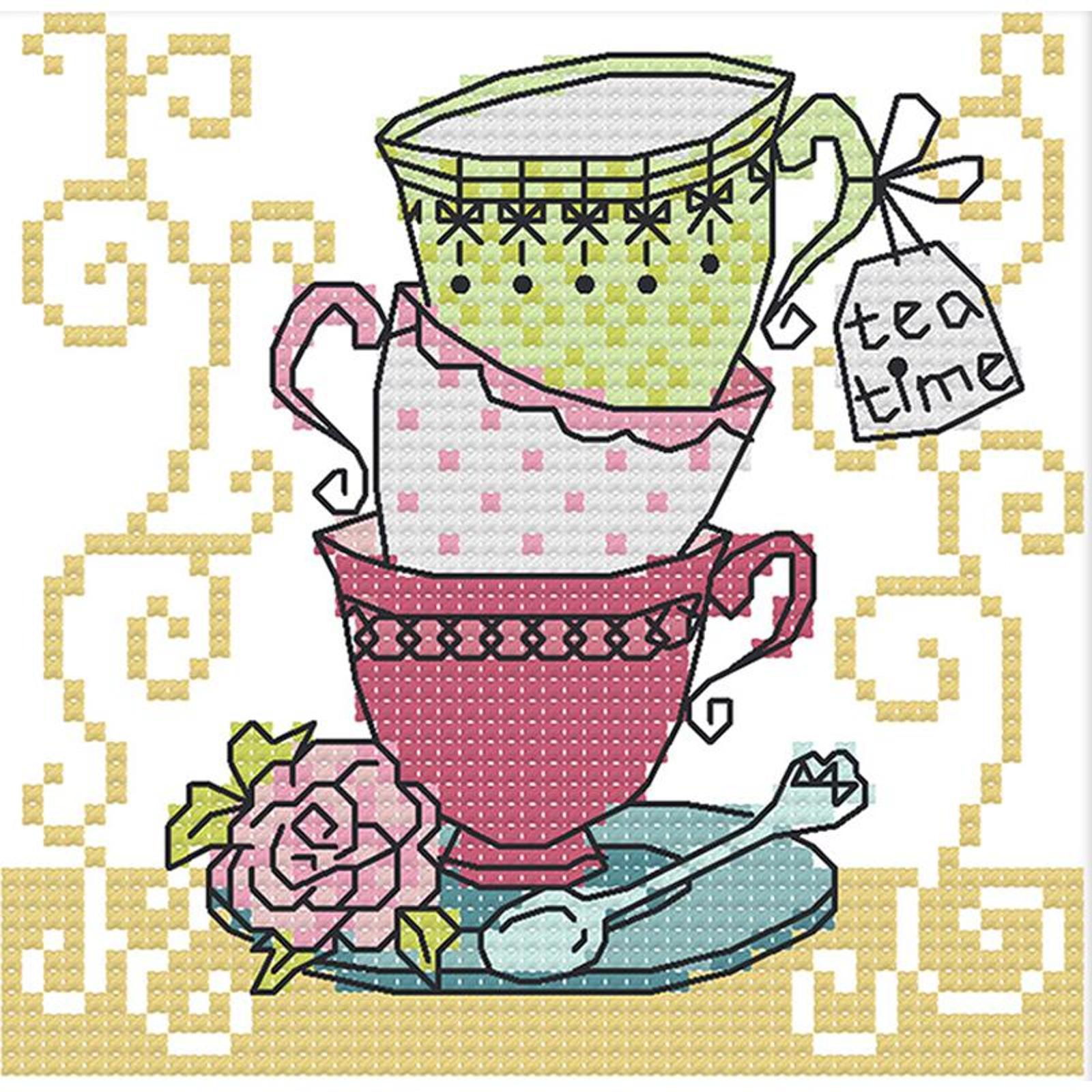 thumbnail image 2 of Kit Punto Cruz Té 14CT Sello Bordado DIY Costura (J358 15x14cm), 2 of 10