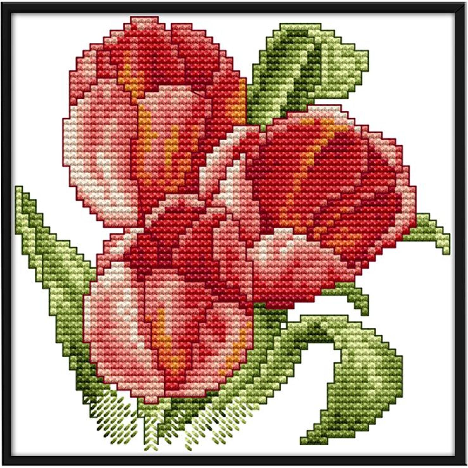 thumbnail image 4 of (H450) Hilo Algodón Ecológico 14CT Impresión 2 Hilos 17*17cm La Felicidad (3) Kit Serie Flores en Punto Cruz (manual en Inglés), 4 of 10