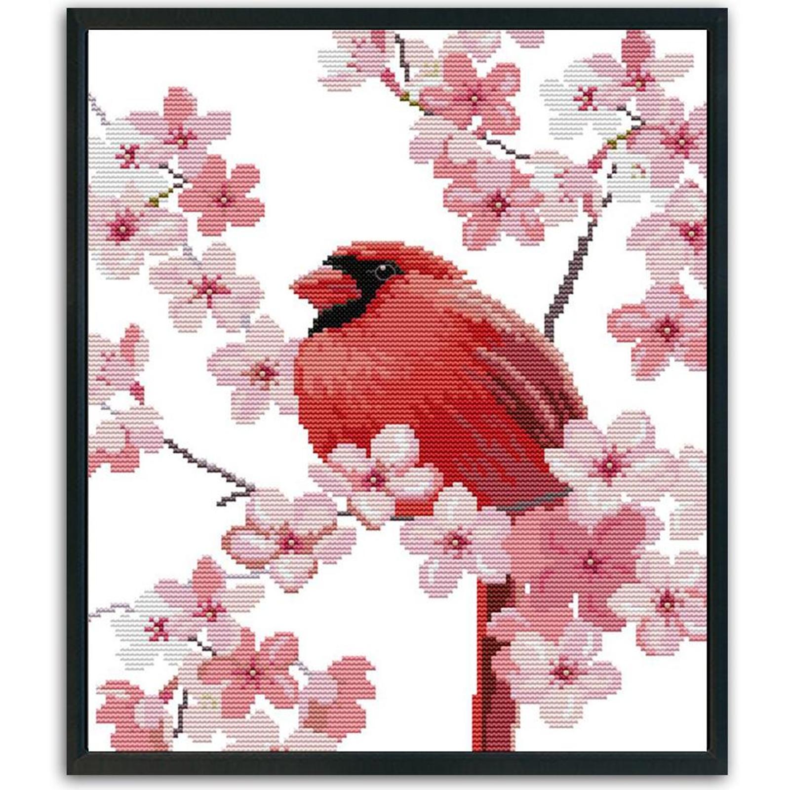 thumbnail image 4 of (DA321) Hilo Algodón Ecológico 14CT Impresión 2 Hebras 31 × 35 Cm Pájaro Vientre Rojo Dos (impresión) Serie en Punto Cruz Kit Bordado Diy Tela Hecha A Mano (instrucciones en Inglés), 4 of 10