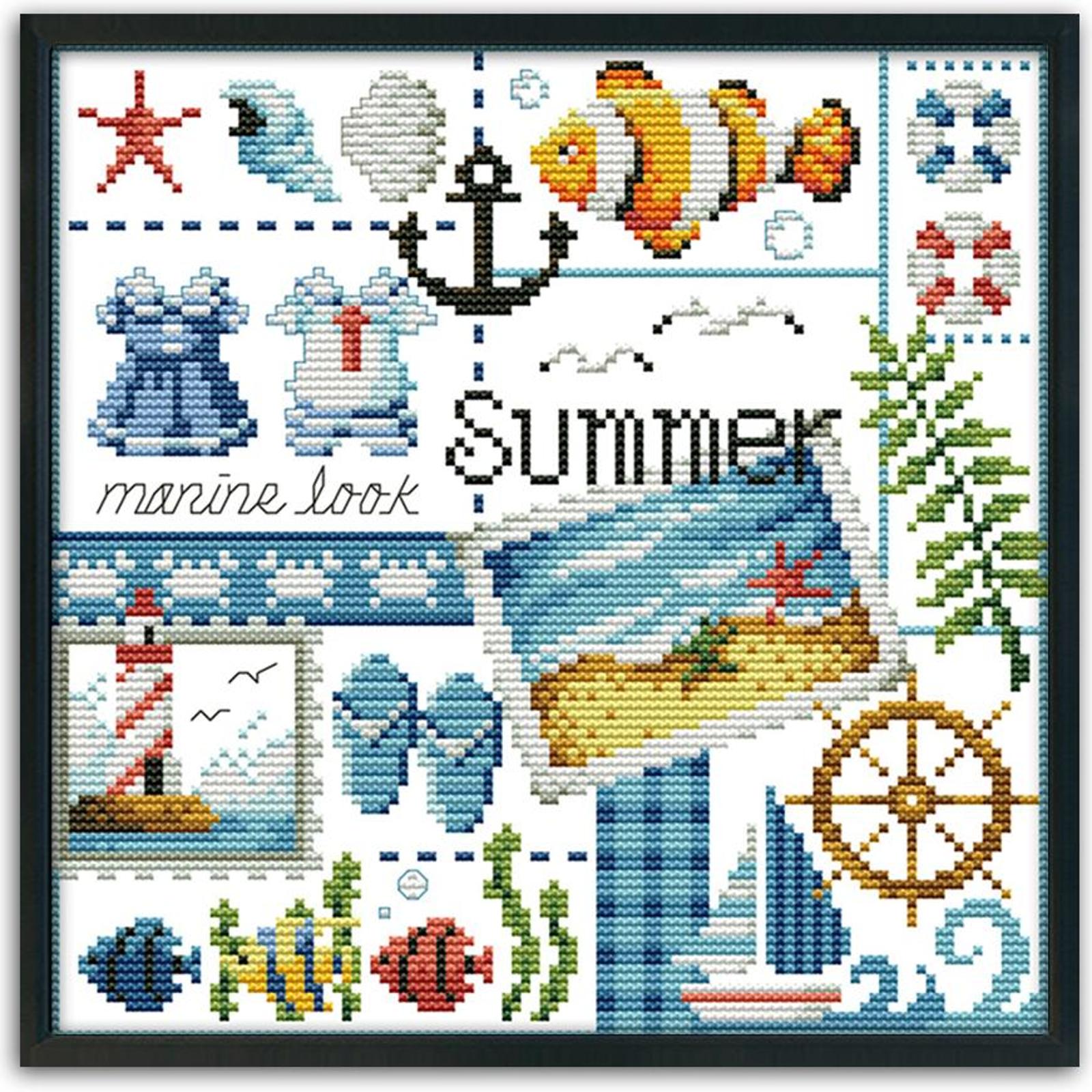 thumbnail image 5 of Kit Impreso Punto Cruz Obra Arte Estampada 14 Quilates Bricolaje Estaciones para Del, 5 of 10