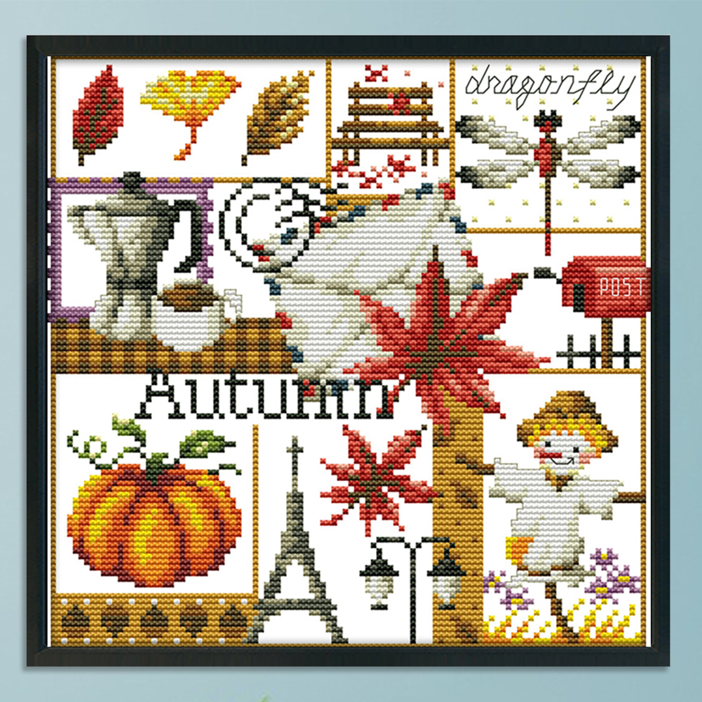 thumbnail image 4 of (3) Hilo Algodón Ecológico 14CT Impresión 2 Hebras 27*26CM Four Seasons Autumn (impresión) Kit Serie Dibujos Animados en Punto Cruz (manual en Inglés) K942, 4 of 10