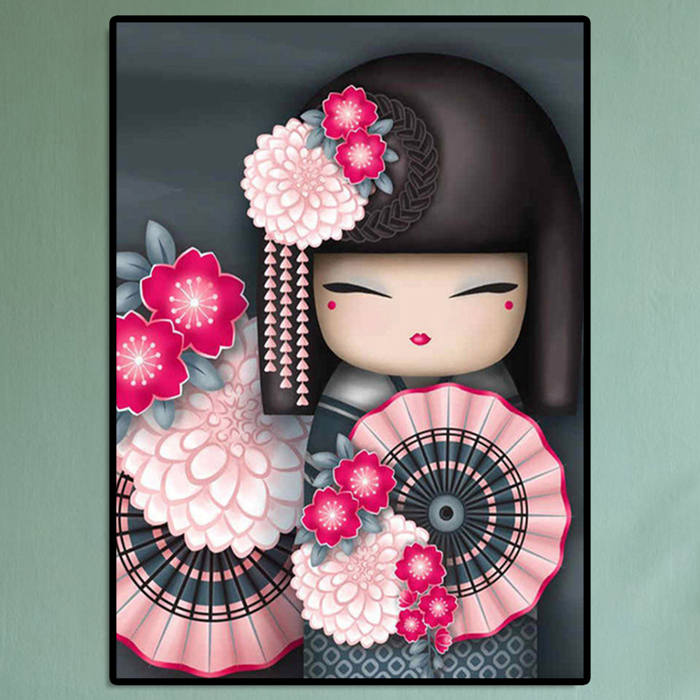 thumbnail image 4 of Muñeca Kokeshi Cgtredaw Imagen Redonda Completa Diamantes Imitación 30x40cm, 4 of 10