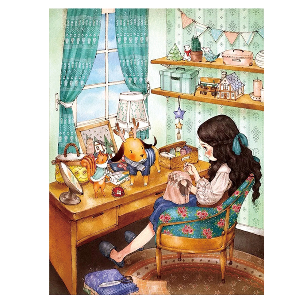 thumbnail image 2 of Hilo Algodón Ecológico 11CT Impresión 3 Hebras Hecha A Mano para Niña Kit Serie Personajes Dibujos Animados Punto Cruz 52x71cm (DX1044), 2 of 10