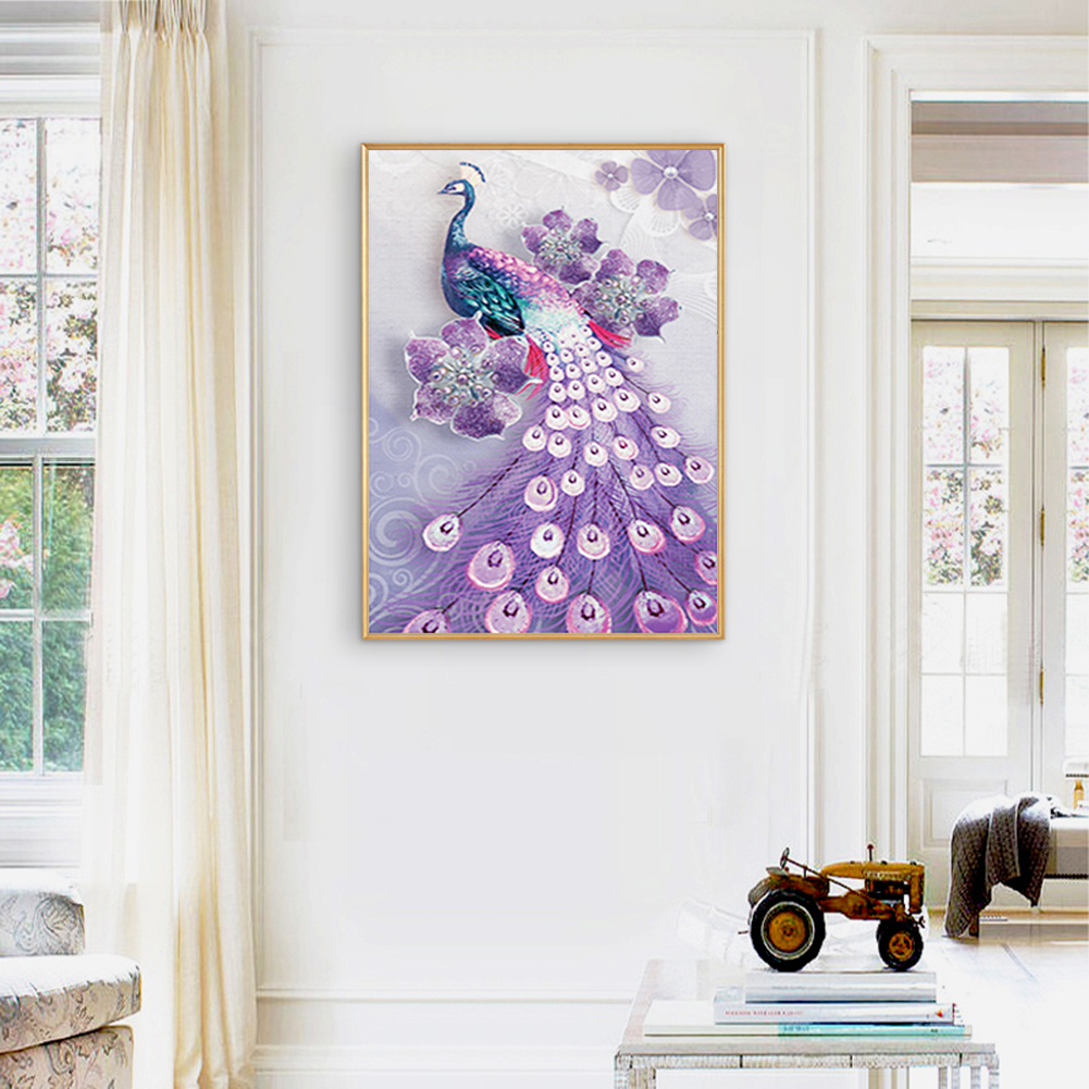 thumbnail image 5 of Resina diamante con forma especial animal pavo real diamante parcial modelo personalizado 30*40cm JShteea, 5 of 10