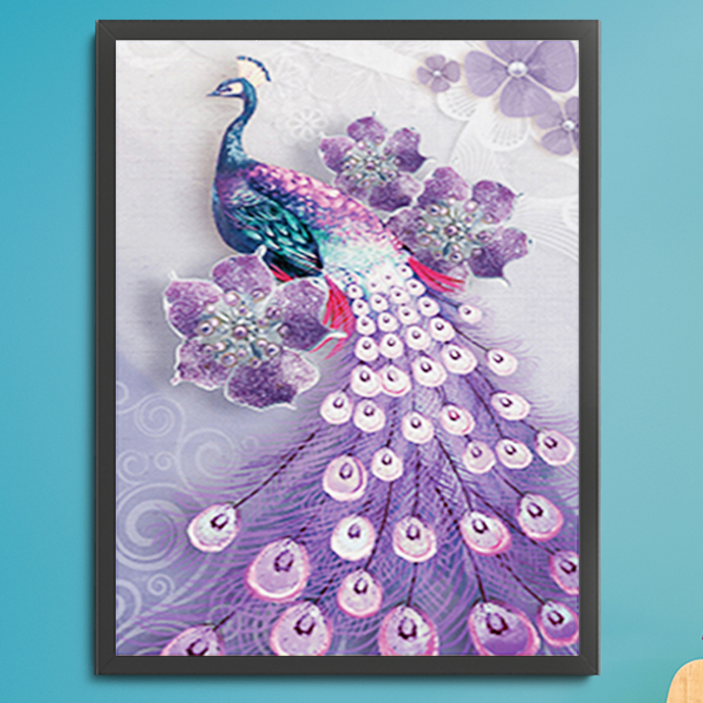 thumbnail image 4 of Resina diamante con forma especial animal pavo real diamante parcial modelo personalizado 30*40cm JShteea, 4 of 10