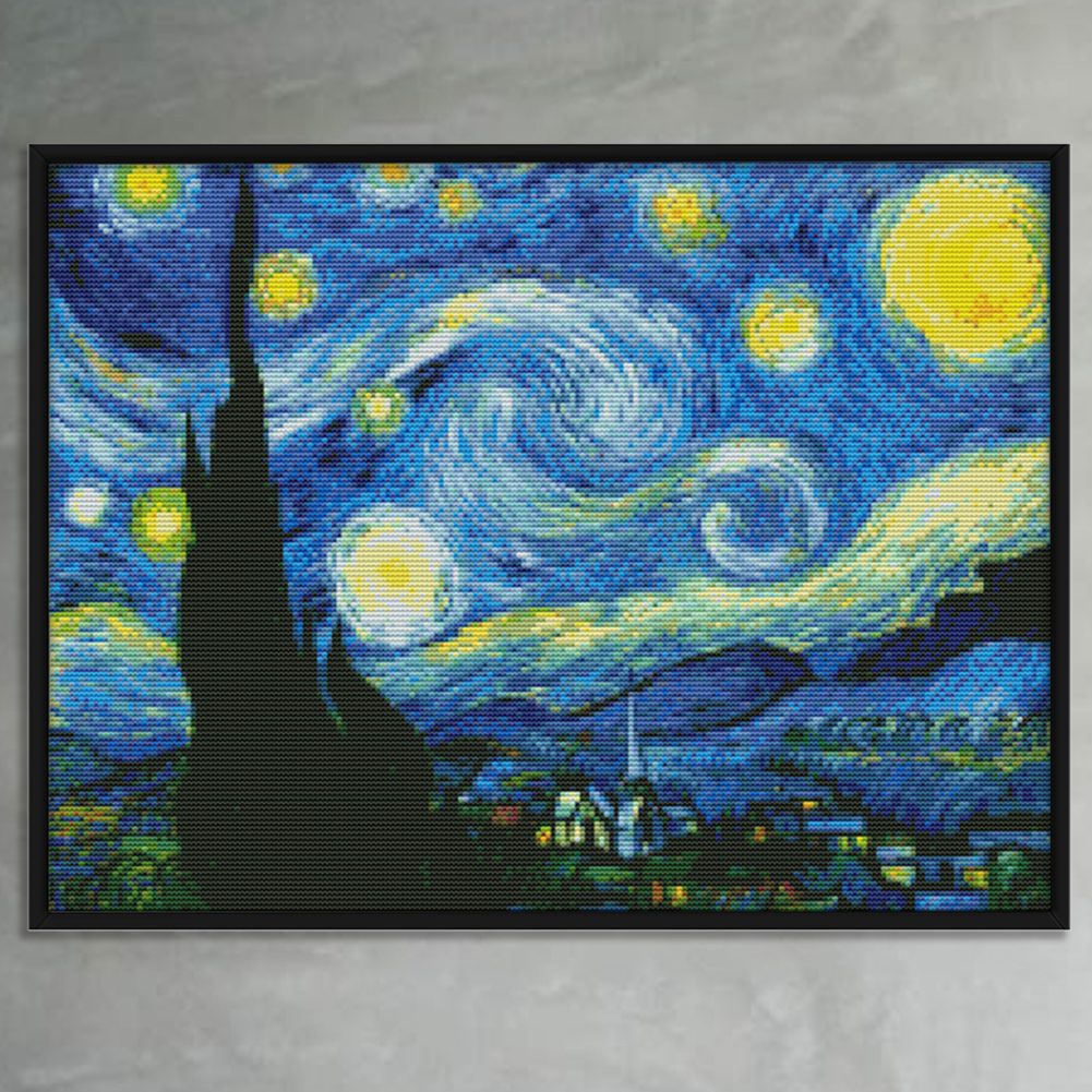thumbnail image 4 of (F429) Hilo Algodón Ecológico 11CT Impresión 3 Hebras 59x45CM Kit Serie Paisaje Punto Cruz Cielo Estrellado Van Gogh, 4 of 10