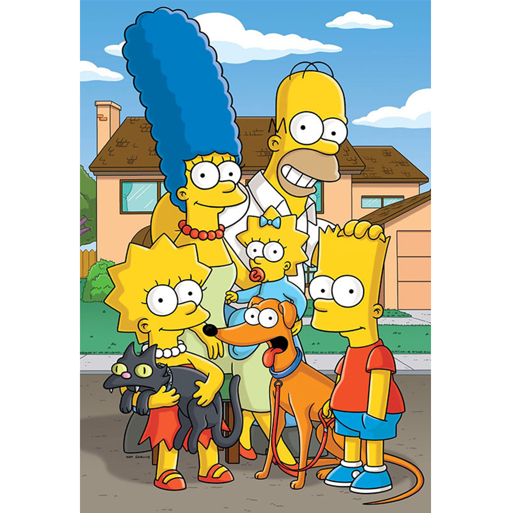 thumbnail image 2 of Lleno Diamantes Los Simpson Y Su Mascota Cerdo Serie Dibujos Animados Diamante Resina 30*40cm V746, 2 of 10