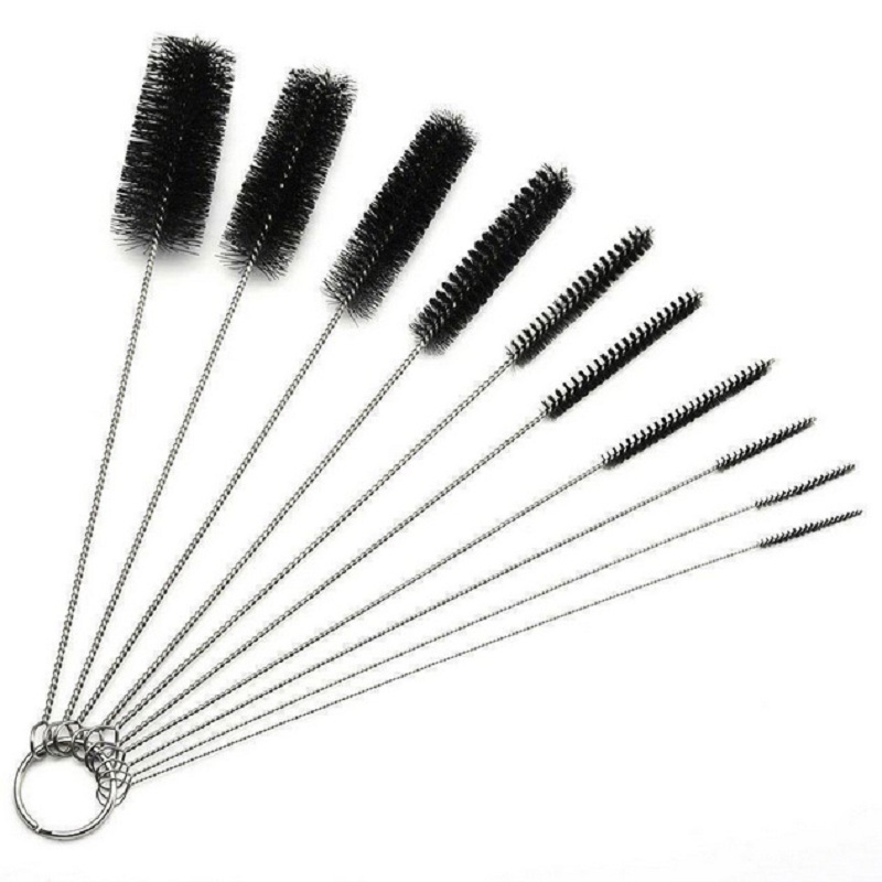 thumbnail image 3 of Cepillo Herramientas para Equipos Tatuaje Hardware Cepillo Nailon Limpieza Mecánica Cepillo Limpieza Diez Piezas Acero Inoxidable (negro), 3 of 10