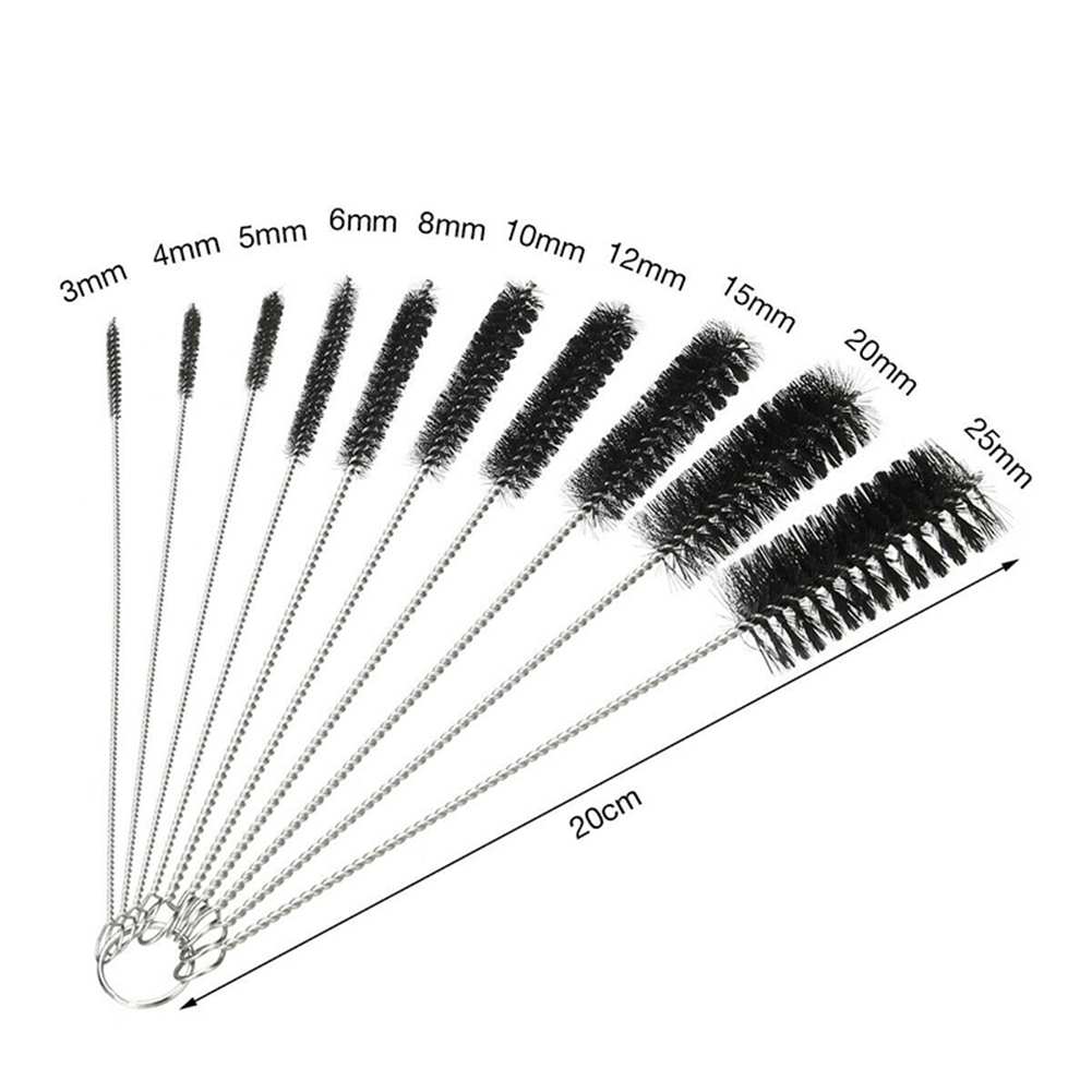 thumbnail image 4 of Cepillo Herramientas para Equipos Tatuaje Hardware Cepillo Nailon Limpieza Mecánica Cepillo Limpieza Diez Piezas Acero Inoxidable (negro), 4 of 10
