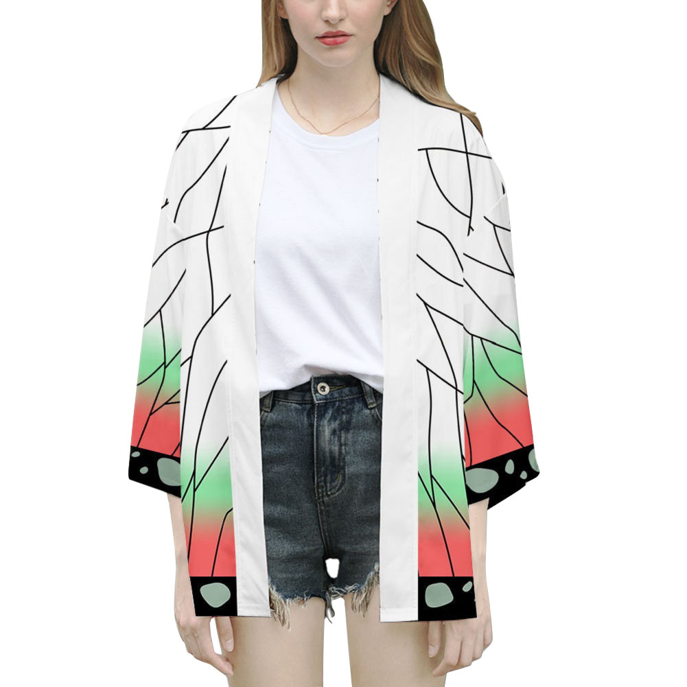 thumbnail image 2 of Anime japonés Demon Slayer: Kimetsu no Yaiba anime periférico capa kimono impresa en 3D Haori (talla única para adecuada para 110-150) (White Butterfly Ninja), 2 of 10