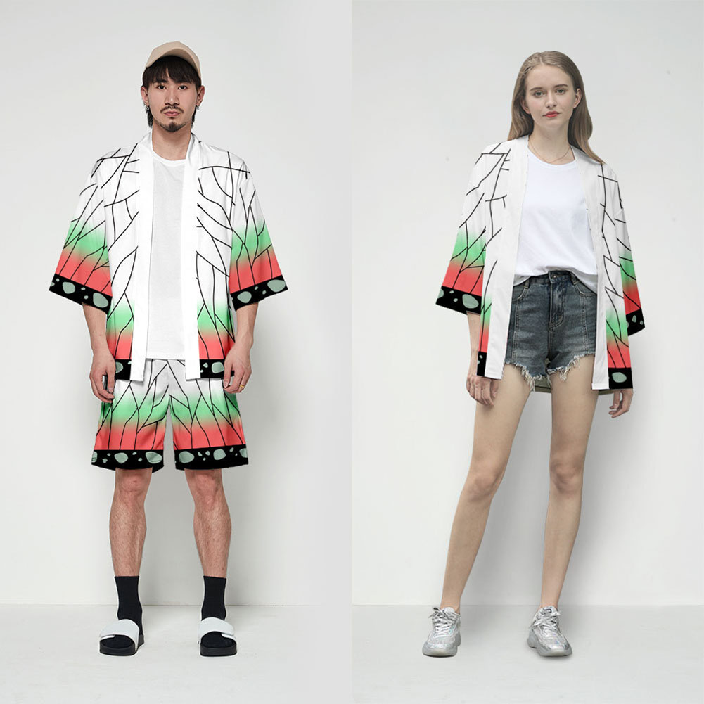 thumbnail image 4 of Anime japonés Demon Slayer: Kimetsu no Yaiba anime periférico capa kimono impresa en 3D Haori (talla única para adecuada para 110-150) (White Butterfly Ninja), 4 of 10