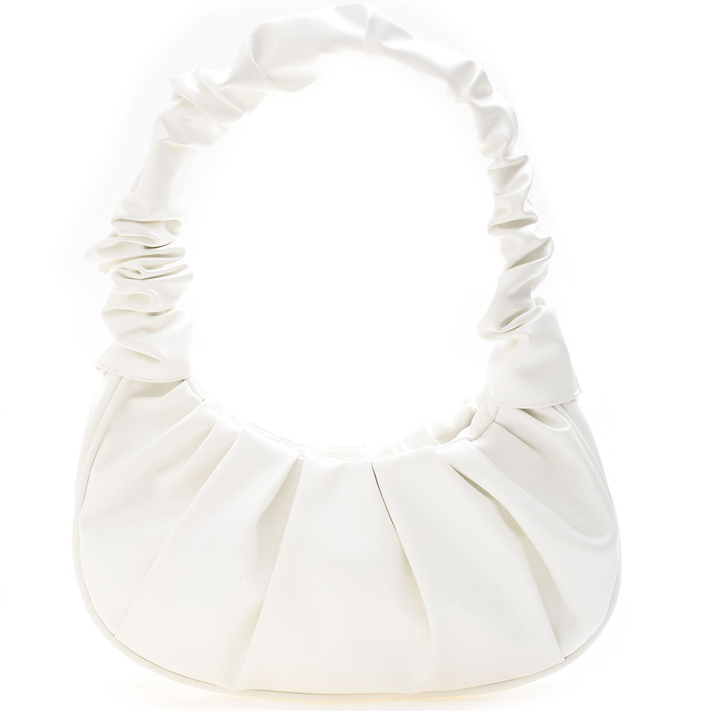 thumbnail image 3 of Retro Mujeres Color Plisado PU Hombro Axila Bolso Bolsos (Blanco), 3 of 10