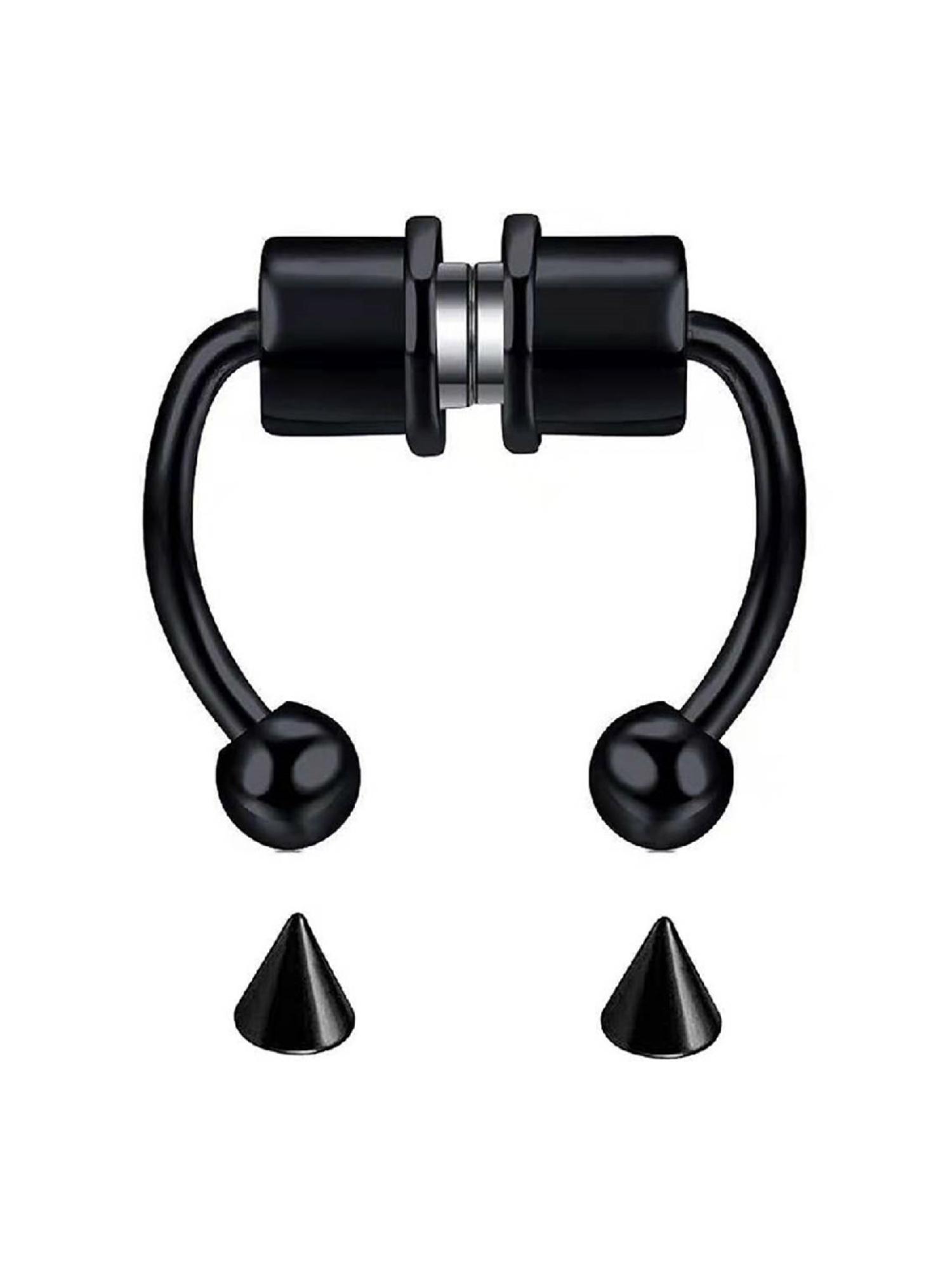 thumbnail image 2 of Aro Nariz Herradura Aro C Clip Anillos Septum Aro Piercing Falso (Negro), 2 of 10