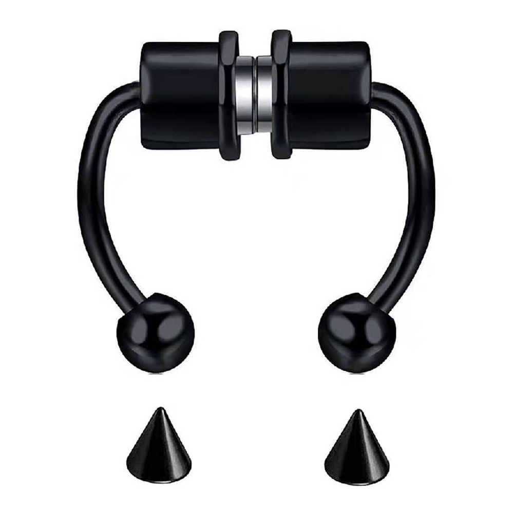 thumbnail image 3 of Aro Nariz Herradura Aro C Clip Anillos Septum Aro Piercing Falso (Negro), 3 of 10