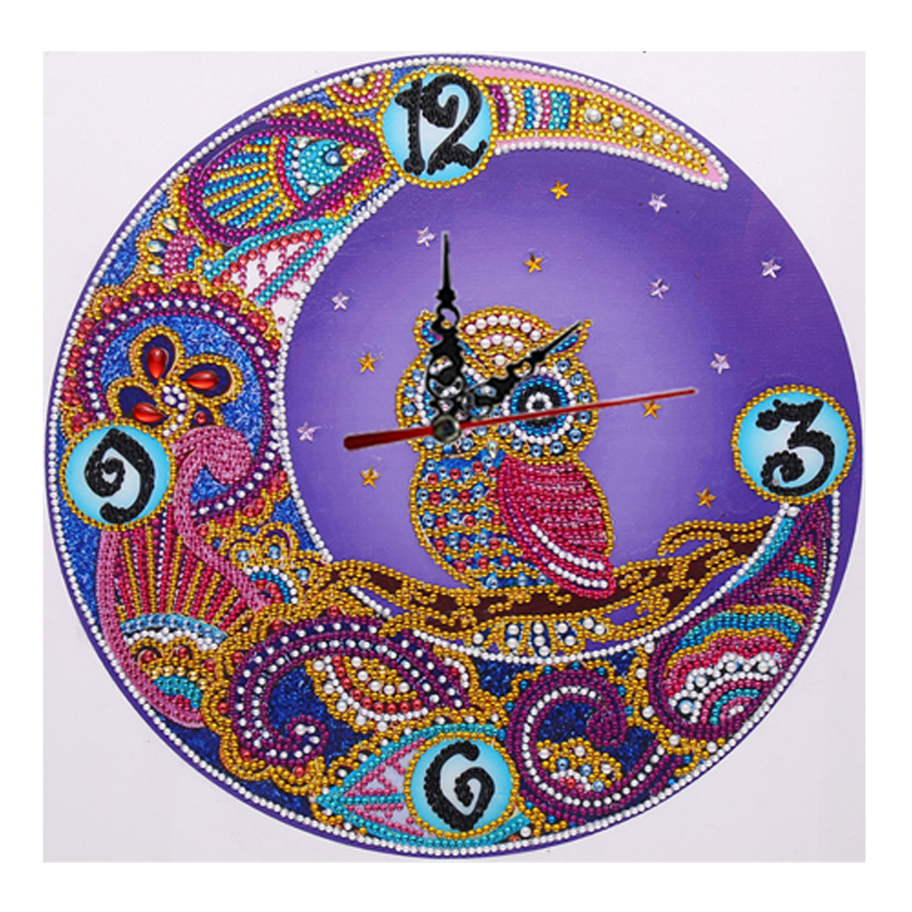 thumbnail image 2 of (owl-DZ564) Reloj con con forma especial DIY Búho 35X35cm (con función reloj), 2 of 10