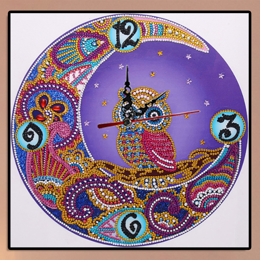 thumbnail image 4 of (owl-DZ564) Reloj con con forma especial DIY Búho 35X35cm (con función reloj), 4 of 10