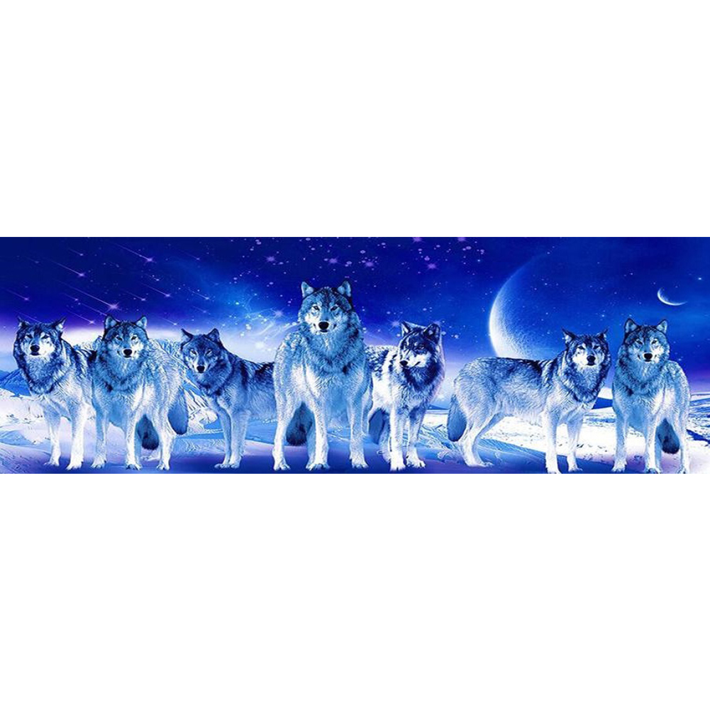 thumbnail image 1 of Lleno Diamantes Lobos Serie Animal Diamante Resina 90*30CM Sz652, 1 of 10