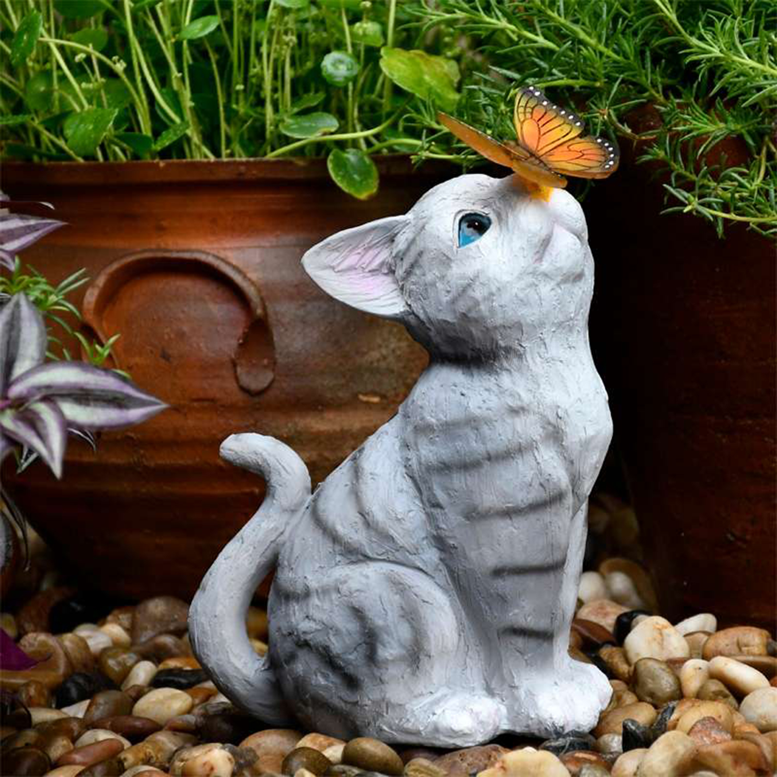 thumbnail image 4 of (El Pedido Mínimo Es 60) Balcón Jardín Patio Lindo Gato Adornos Mariposa Lámpara Solar Resina Creativos Al Aire Libre (el Peso Fluctuará Alrededor 200 G, 4 of 10