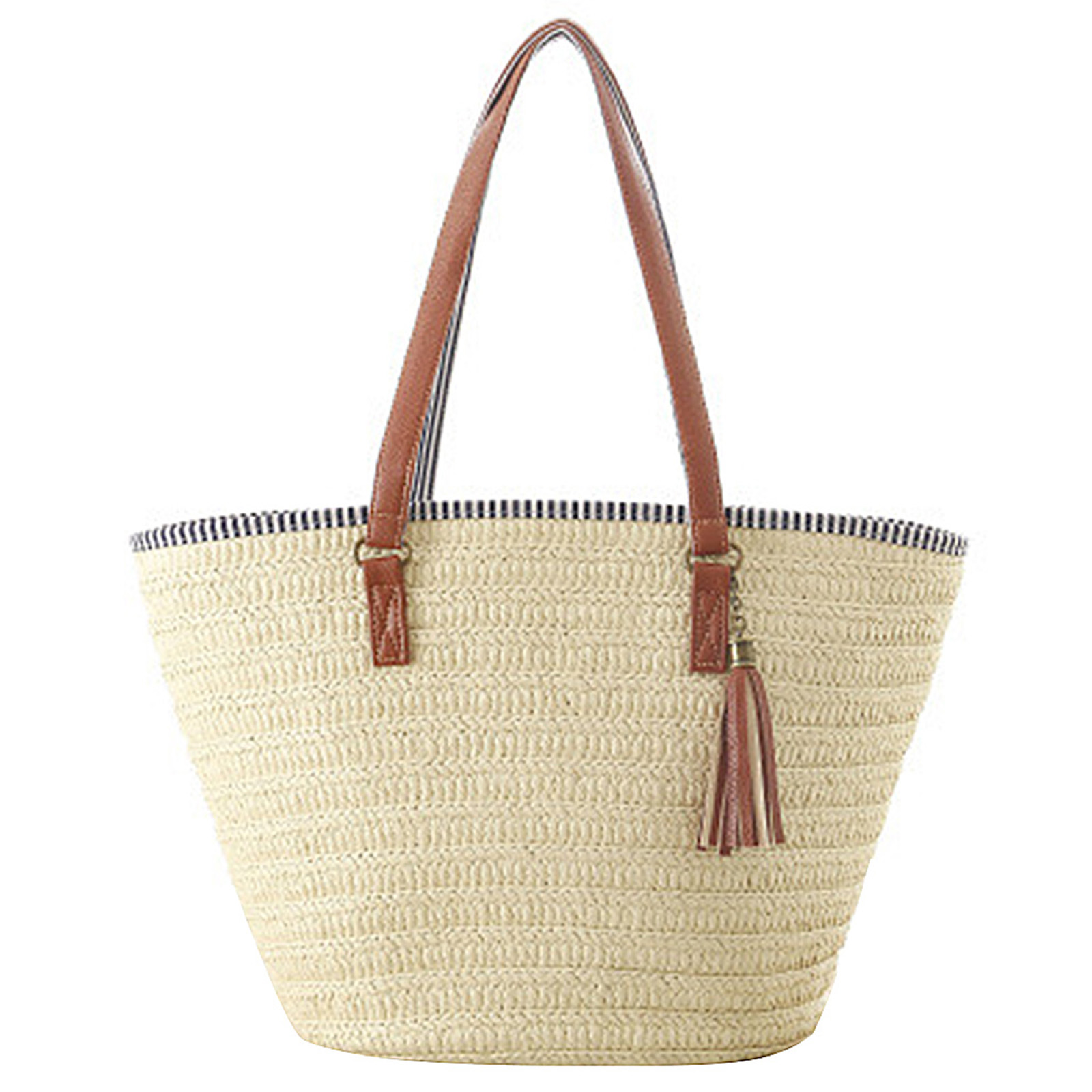 thumbnail image 3 of Bolso Paja Btafrte Tejido Con Borla Playa Mujer Beige, 3 of 10
