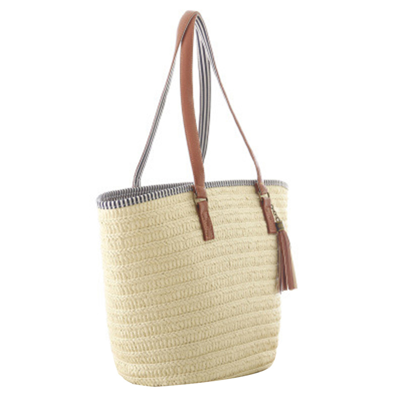 thumbnail image 4 of Bolso Paja Btafrte Tejido Con Borla Playa Mujer Beige, 4 of 10