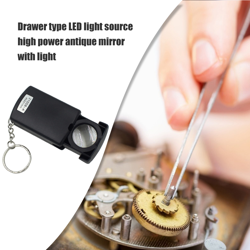 thumbnail image 5 of Lupa Portátil Extraíble para Tasación Joyas 45x Fuente LED Extraíble Tipo Cajón Espejo Iluminado Gran Aumento, 5 of 10